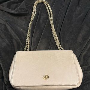 Tory Burch light pink pebbled leather crossbody bag